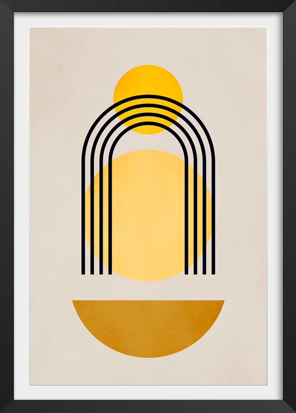 Affiche dessin abstrait bauhaus n°5 avec cadre noir 30x45 cm