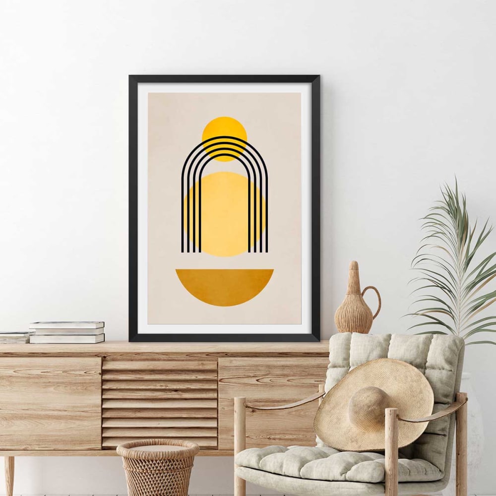 Affiche dessin abstrait bauhaus n°5 avec cadre noir 60x90 cm