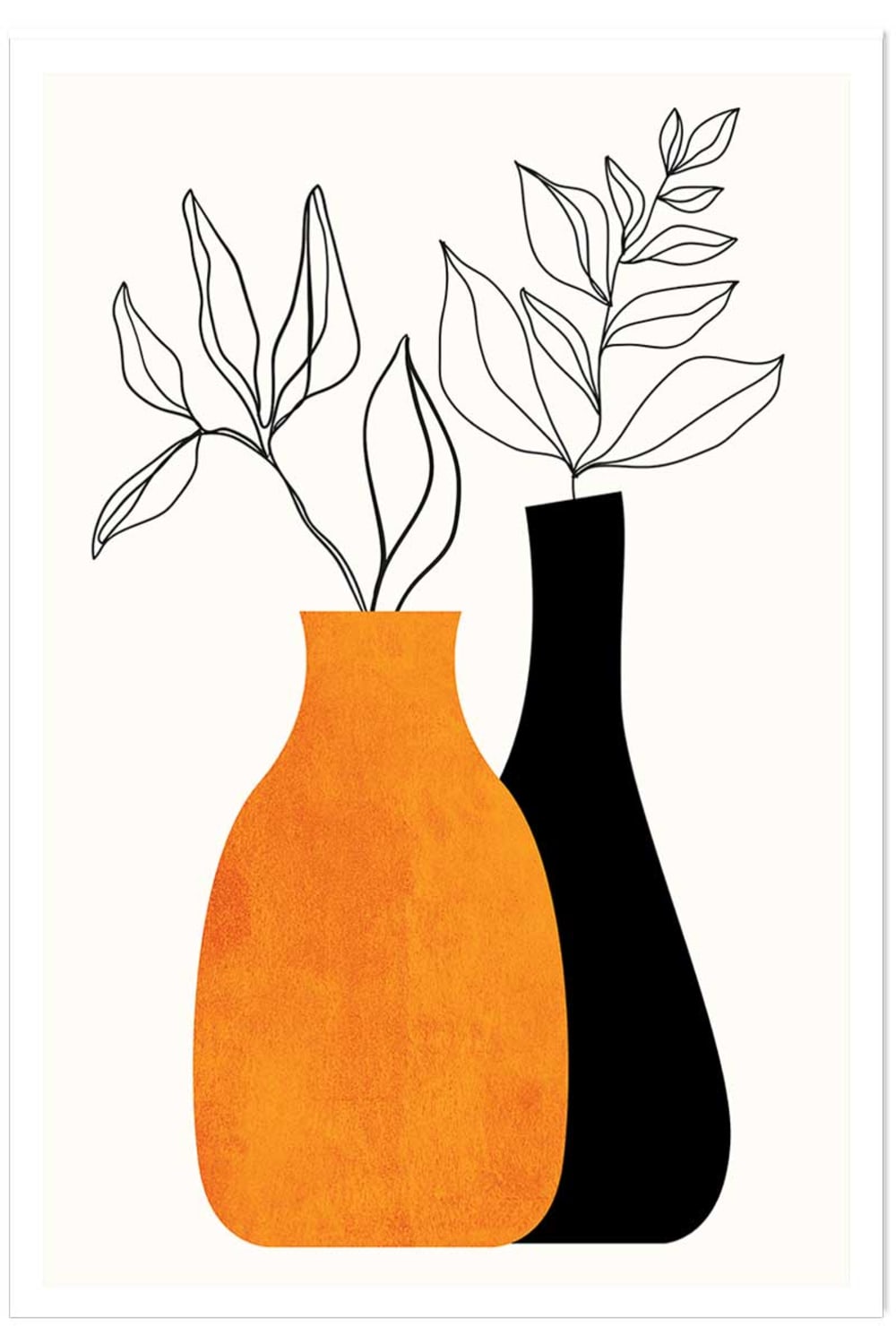Poster floreale ""pianta"" sin marco 30x45cm - Modello Contemporaneo - Arancione - Carta