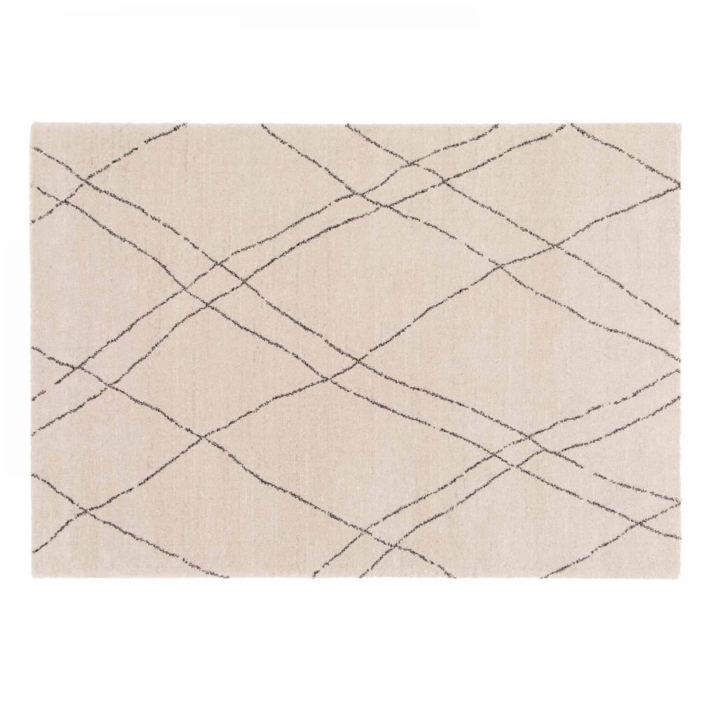 Tapis rectangulaire motif berbère à poils courts écru 120 x 170 cm