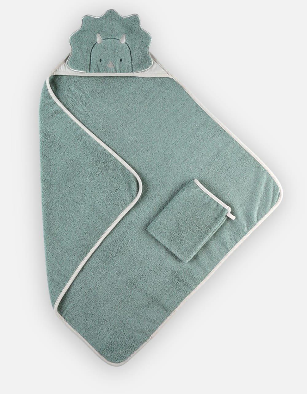 Cape de bain avec gant dinosaure vert  (75 x 75 cm) (Noukie's) - Image 2