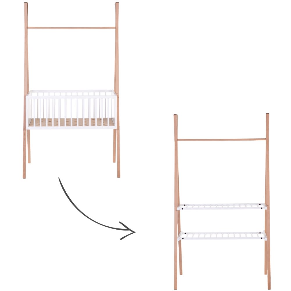 Childhome Berceau tipi 50 x 90 cm convertible en étagère Beige Bois - 54x100x182cm