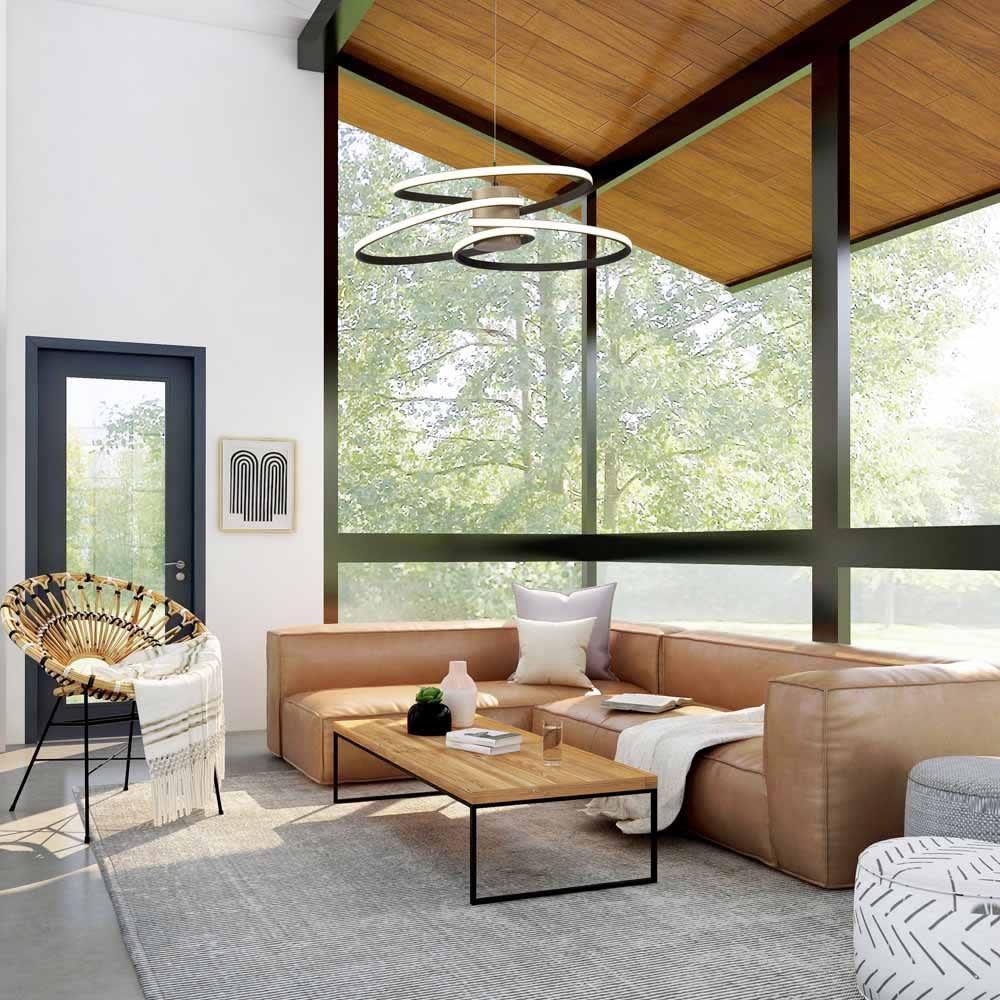 Lámpara colgante led moderna original con madera y piezas en espiral - Maisons du Monde