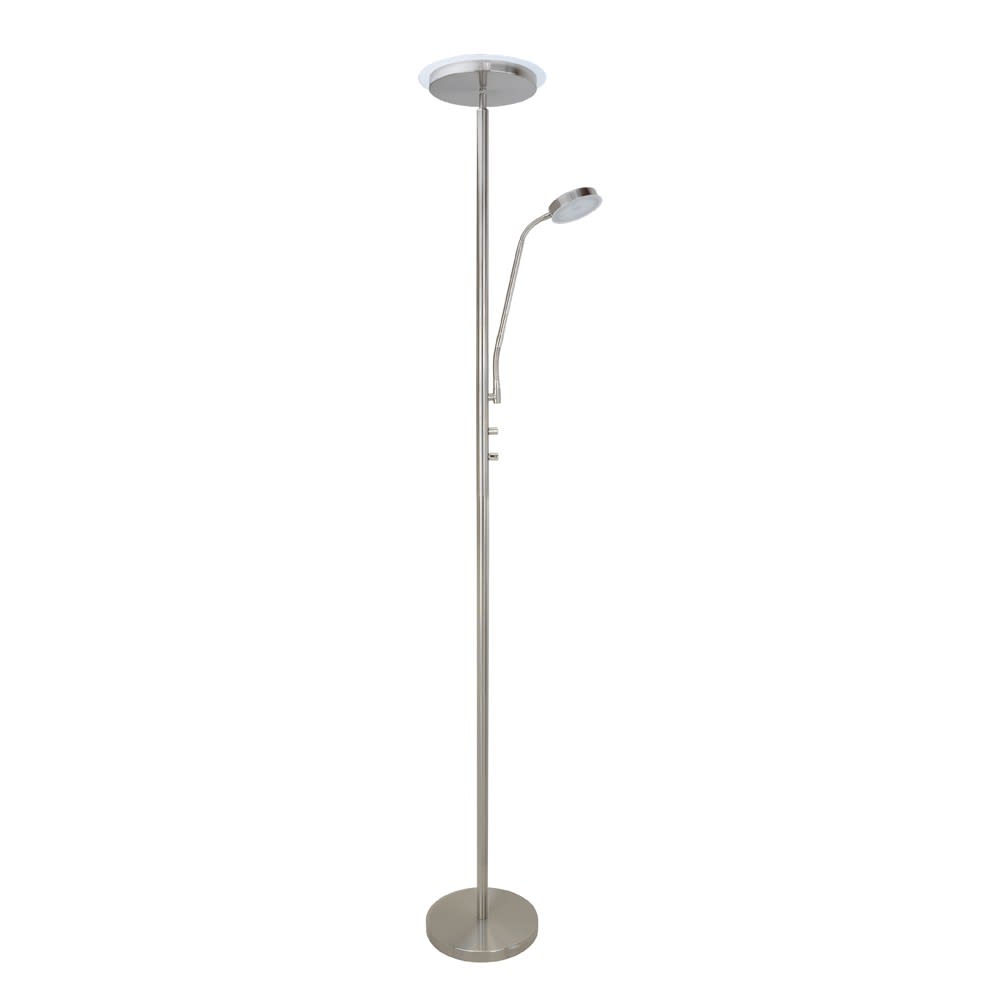 Lampadaire nickel avec 2 lumières LED et bras de lecture réglable — vue 4