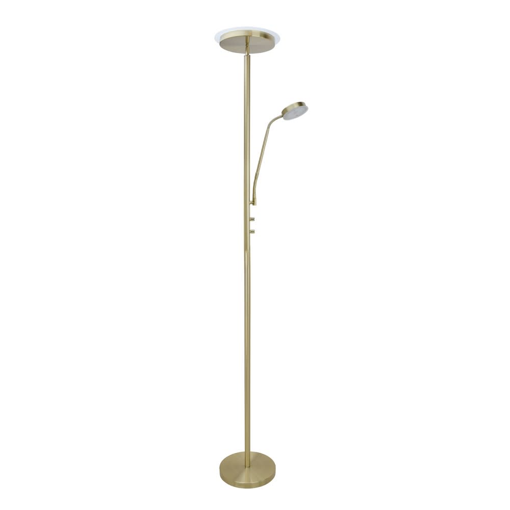 Lampadaire en cuir avec 2 lumières LED et bras de lecture réglable — vue 4