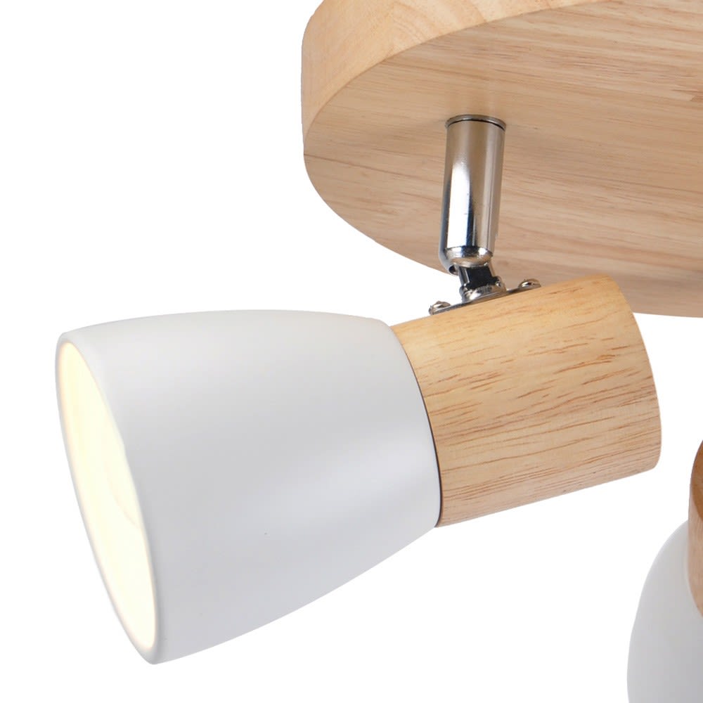 Plafonnier nordique en bois et 3 spots blancs orientables — vue 4