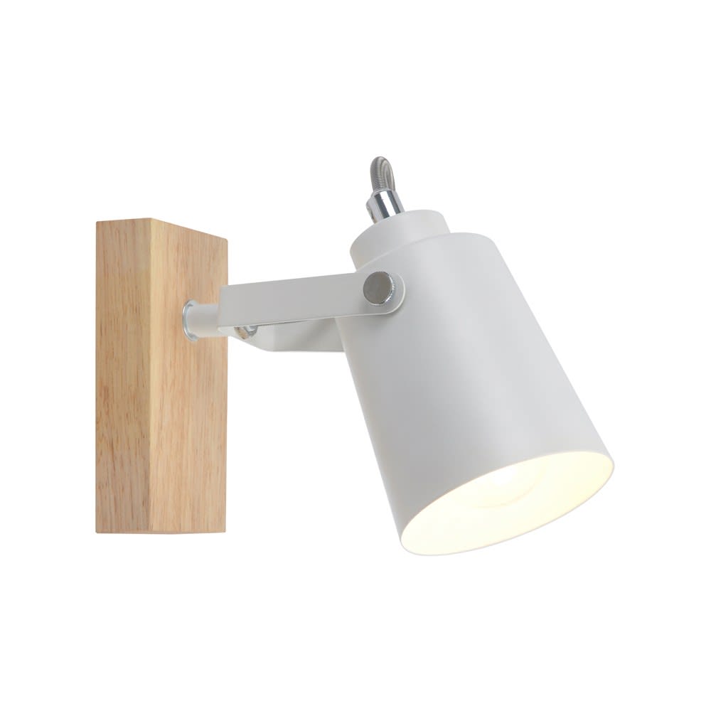 Foco de techo o pared nórdico de madera y metal blanco 1xe14