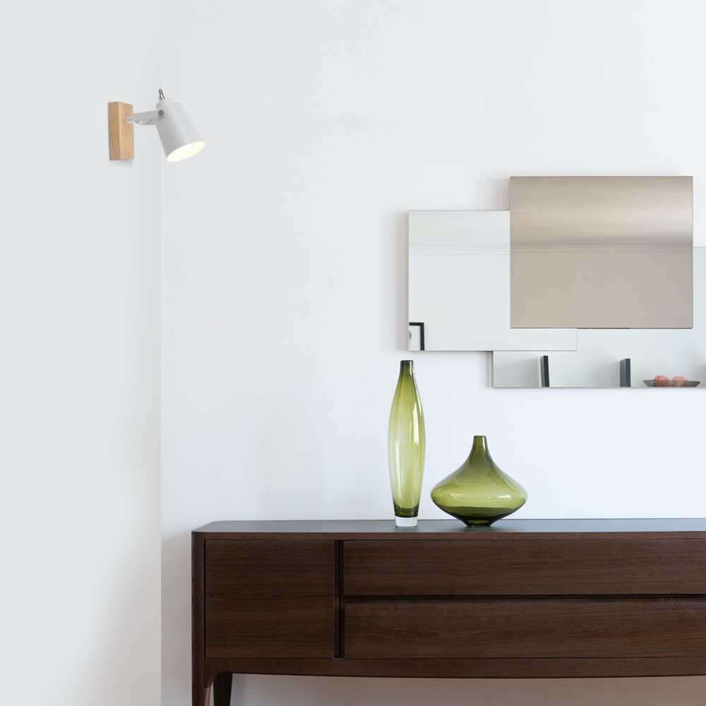 Spot nordique en bois et métal pour plafond ou mur blanc 1xe14 — vue 3