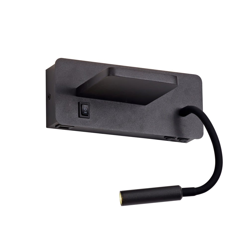 Cristalrecord Wandleuchte aus schwarzem Metall mit kabellosem Ladegerät 9x21 style modern Weiß Aluminium