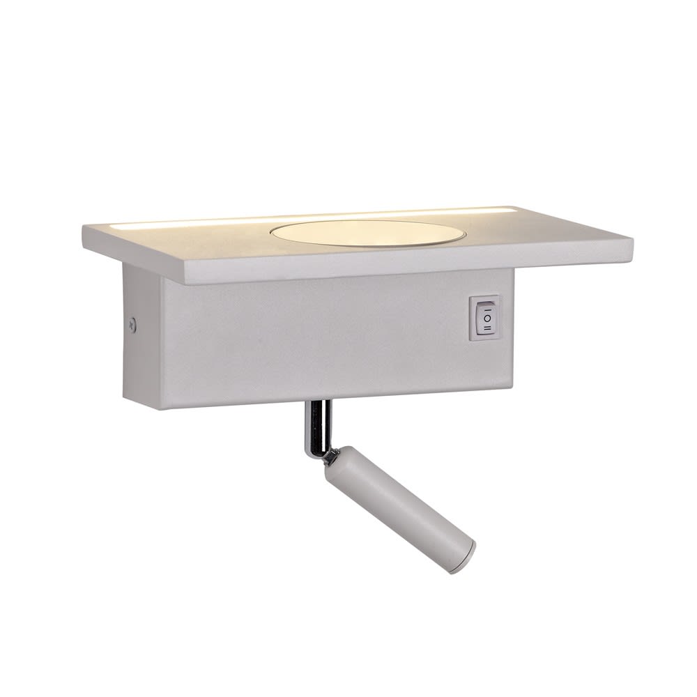 Aplique pared blanco con 2 luces led independientes y puerto usb