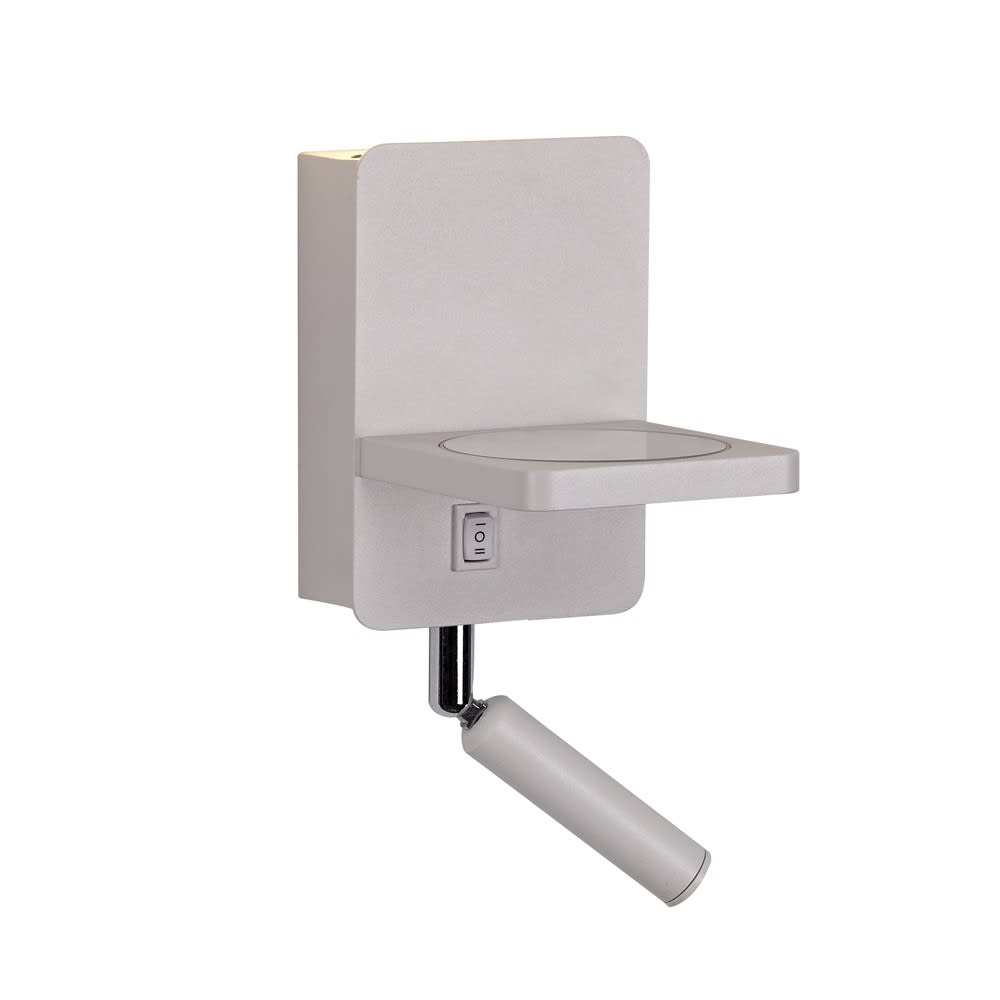 Aplique pared sencillo blanco lector orientable y carga inalámbrica