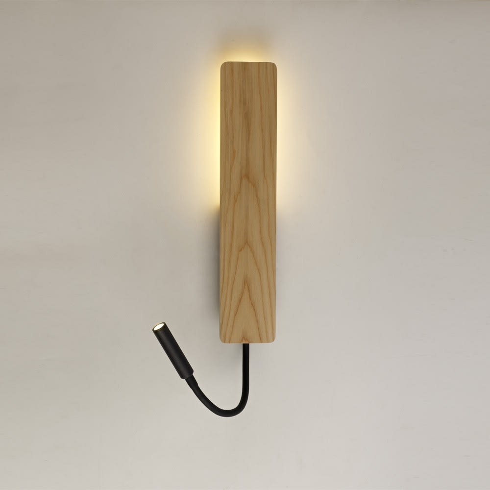 Applique murale noire verticale en bois rustique avec spot réglable — vue 4