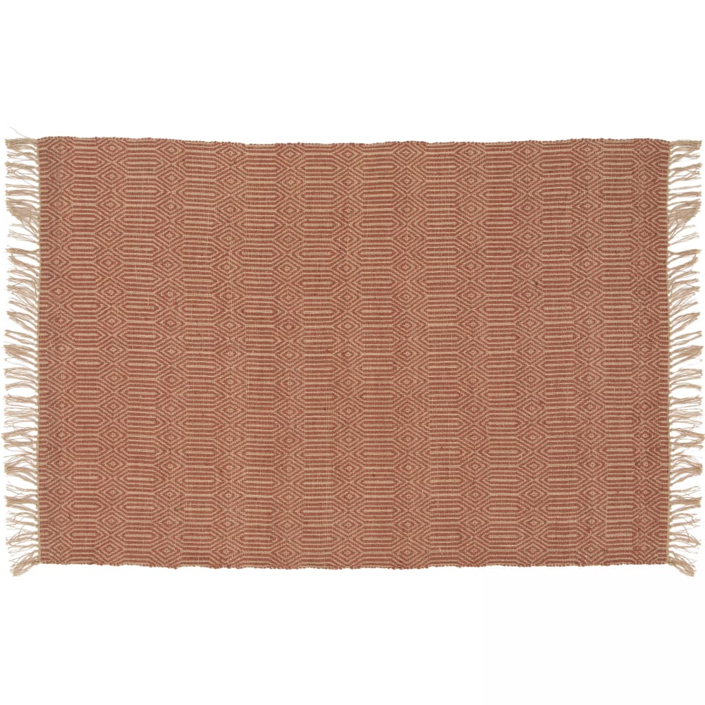Tapis à franges en jute naturel tissé main terracotta 160 x 230 cm
