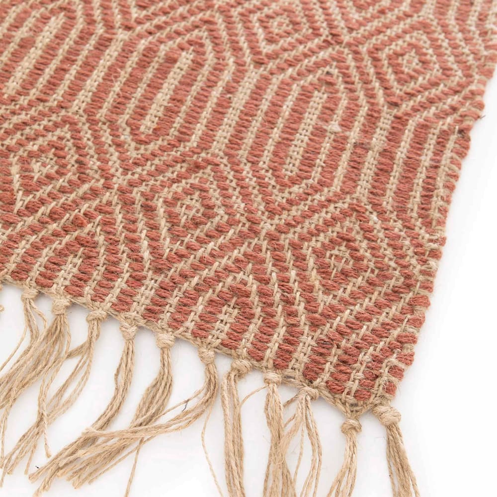 Tapis à franges en jute naturel tissé main terracotta 160 x 230 cm — vue 4