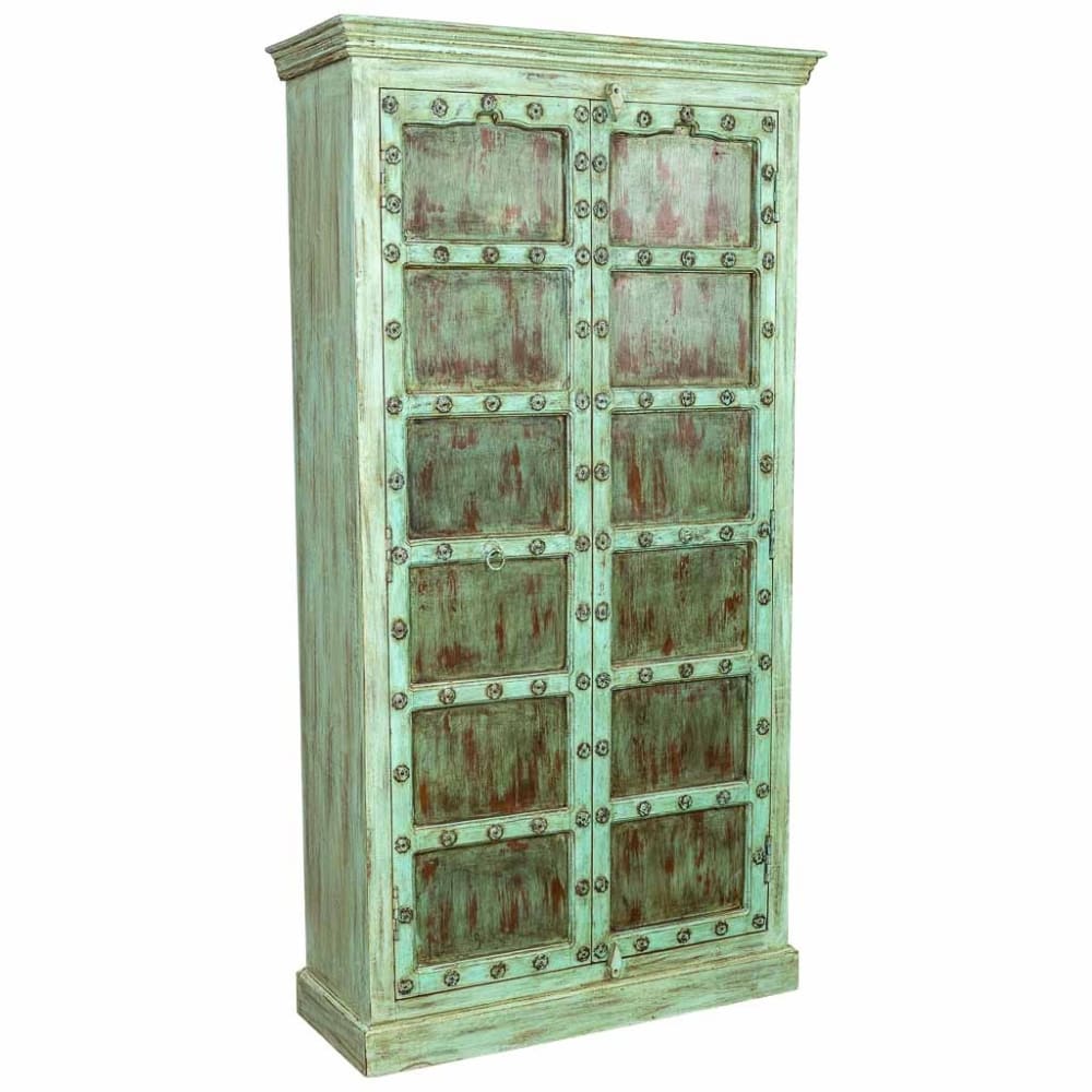 Wanderlust deco Schränke aus Holz, handwerkliche Verarbeitung, 105x42x199 Grün Holz