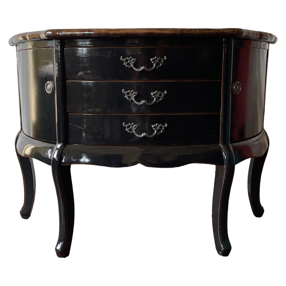 Aparador de madera artesanal negro 115x45x83 alt. Cm