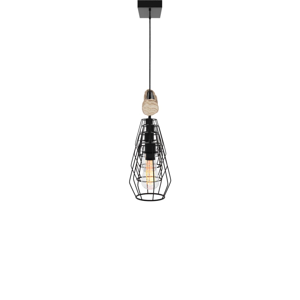 Suspension en bois et métal 4 lampes — vue 4