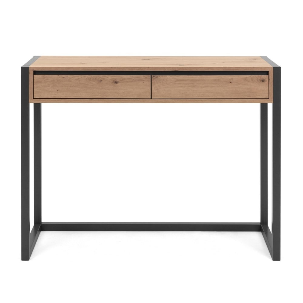 Console Industrielle 2 tiroirs L100 cm - Décor Bois Clair