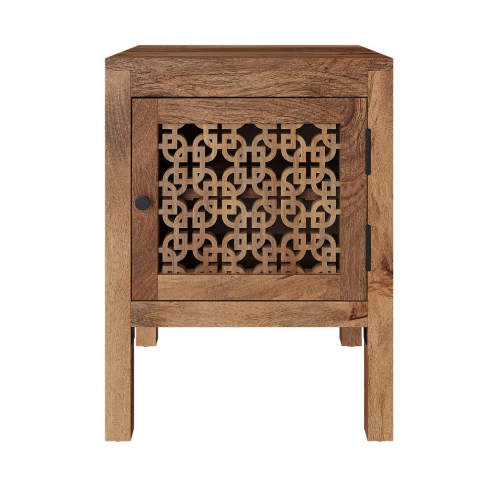 Maison Pavane Nachttisch aus Mangoholz mit Offenelementen style landhaus Braun