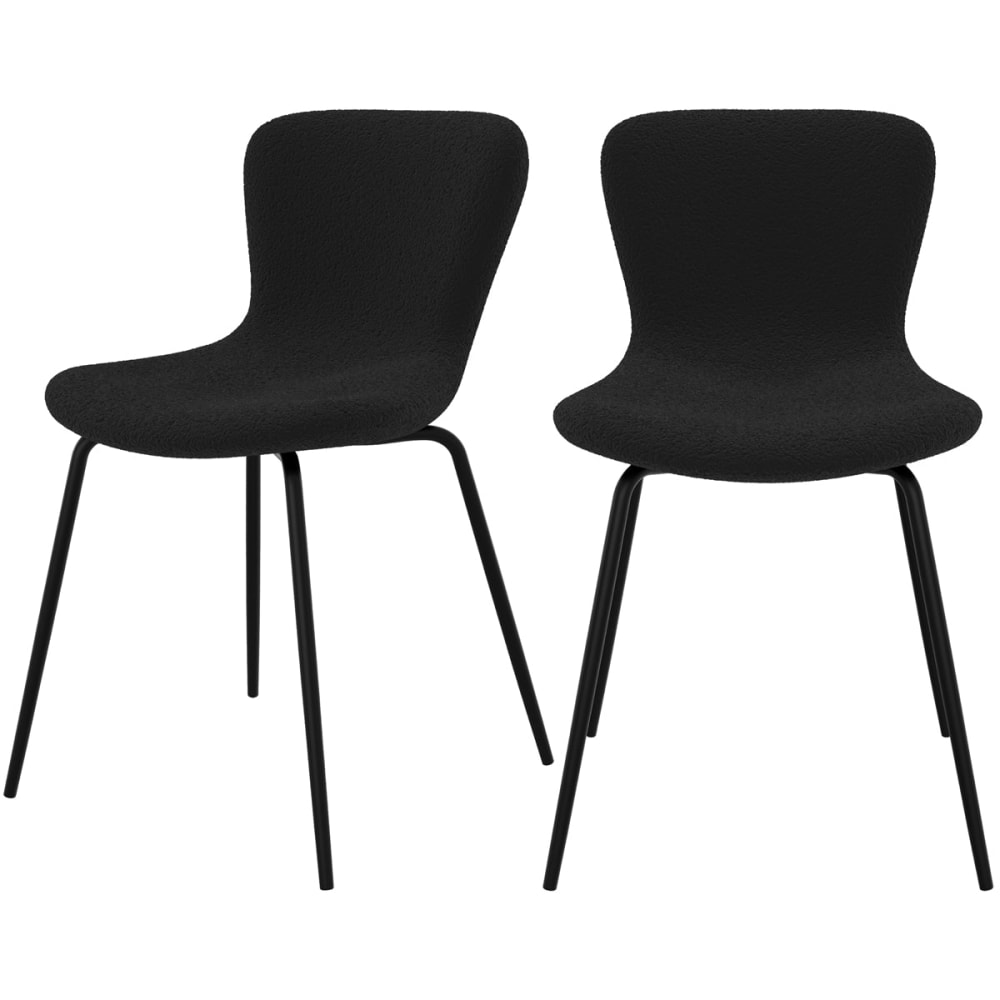 Set de 2 sillas efecto lana negra con patas de metal