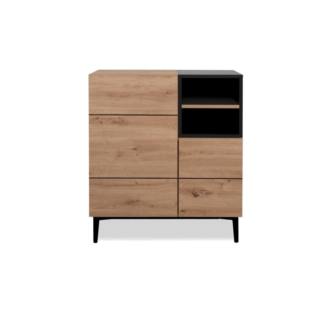 Calicosy Highboard mit 2 Türen und 2 Ablagen L80 cm - Holzdekor style industrial Beige Spanplatte