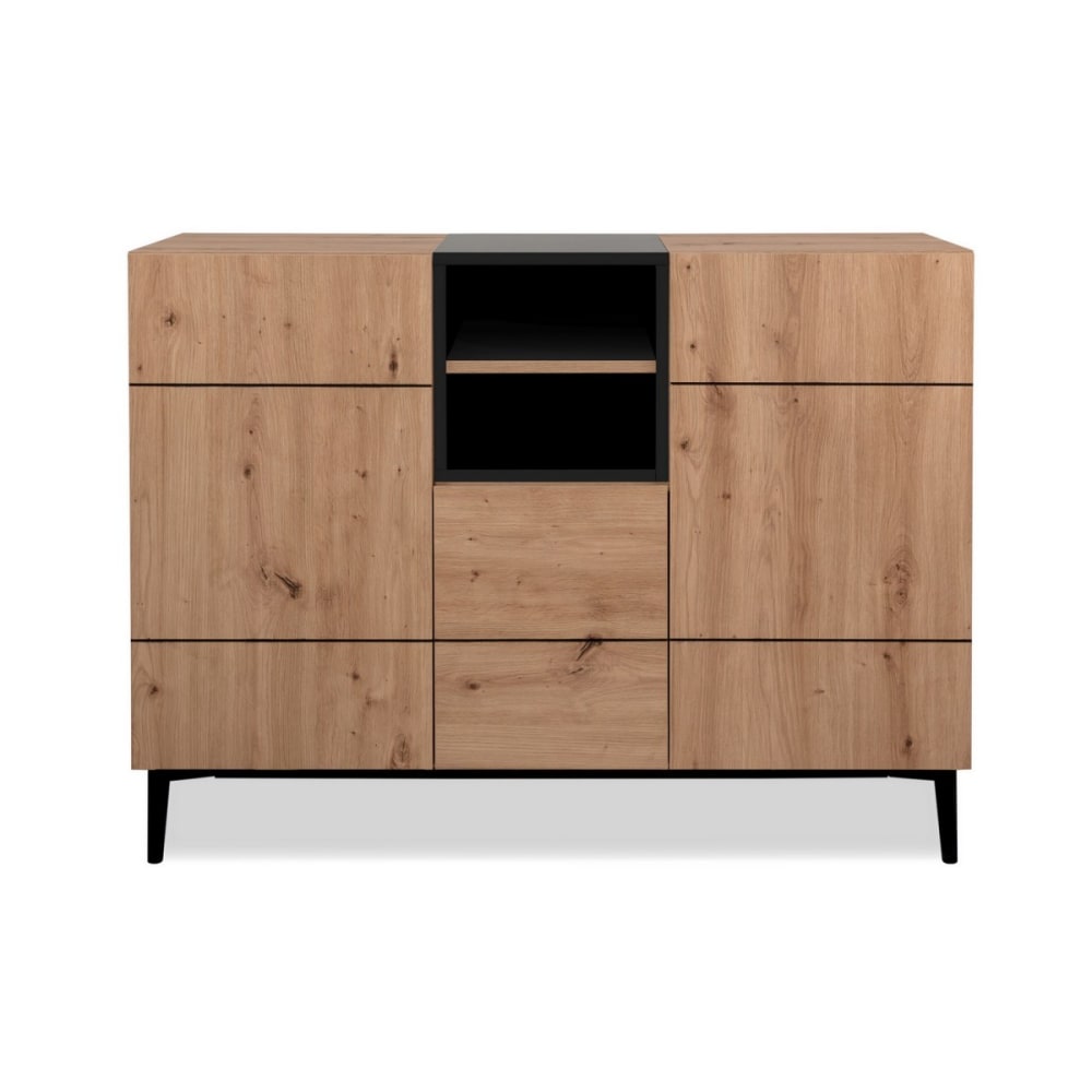 Calicosy Anrichte mit 3 Türen und 2 Fächern L120 cm - style industrial Beige Spanplatte