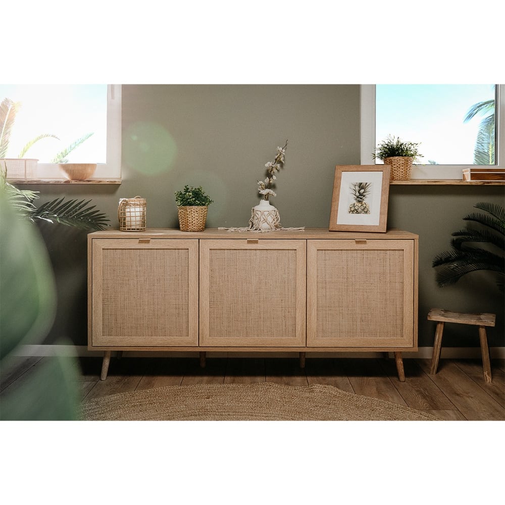 Buffet 3 portes L150 cm - Impression effet rotin - Maisons du Monde