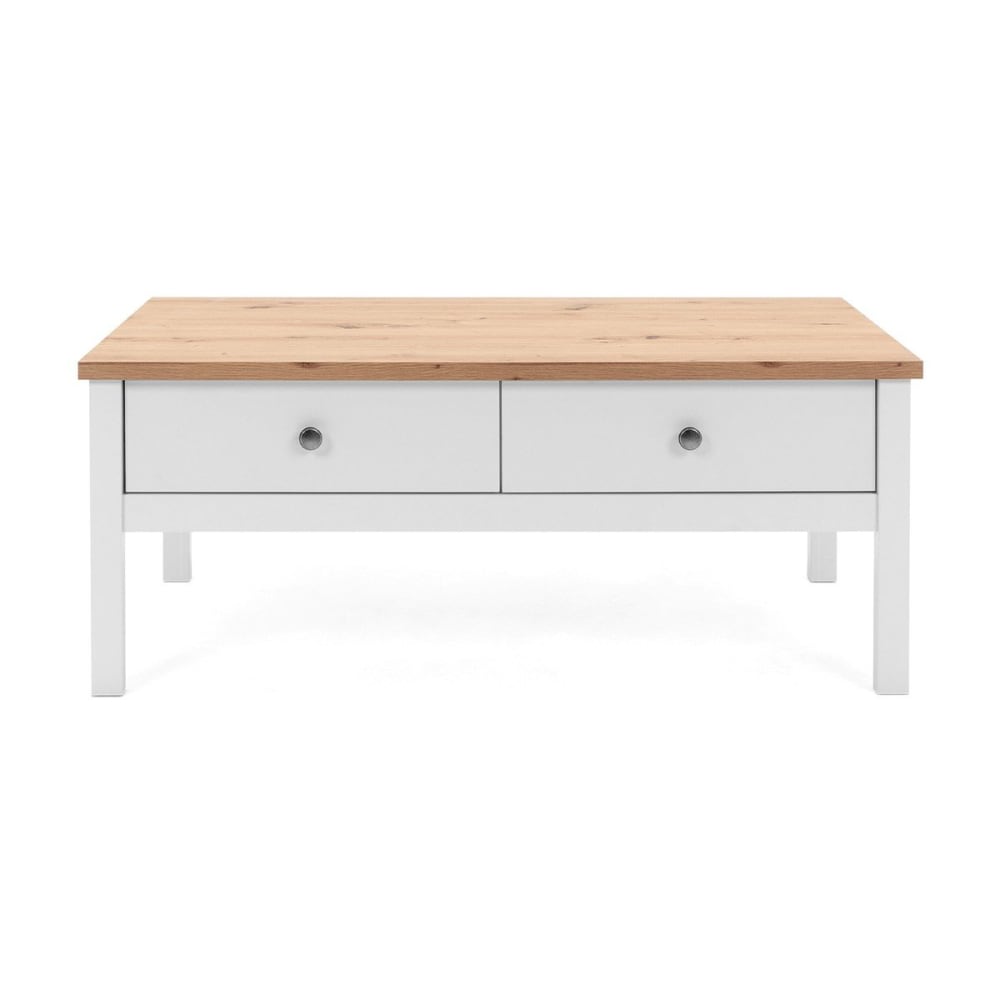 Calicosy Couchtisch mit 2 Schubladen L100 cm - Dekor Weiß style seaside Weiß Spanplatte