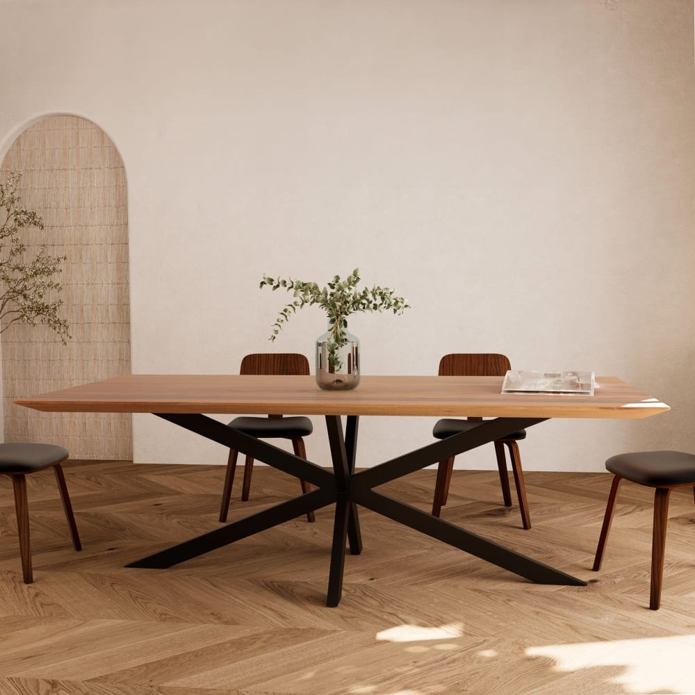Table rectangulaire 8 personnes en bois de suar et métal 220 cm - Maisons du Monde