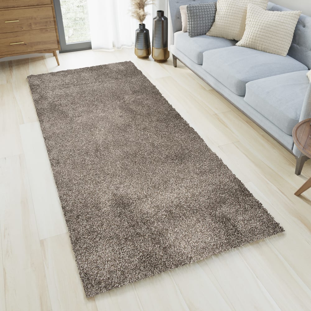 Alfombra de pasillo dormitorio gris oscuro shaggy 100 x 250 - Maisons du Monde