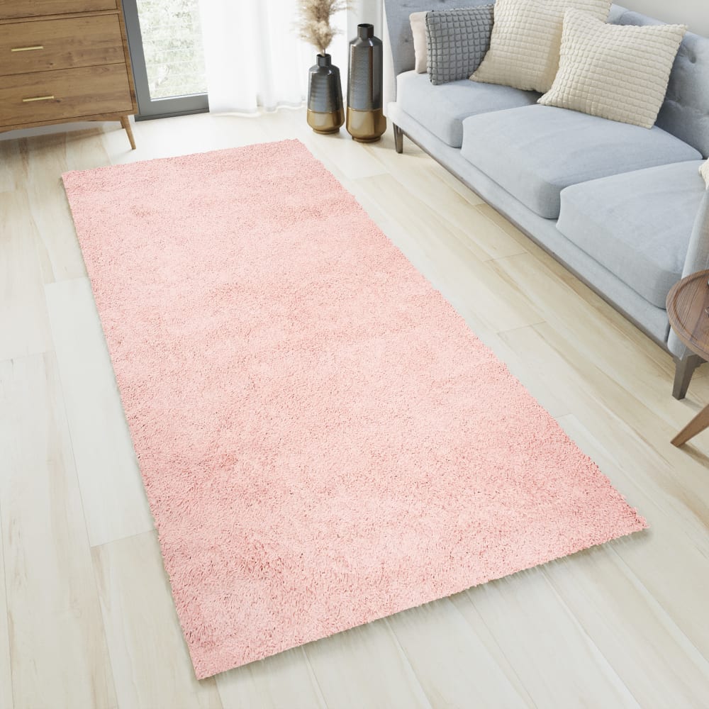 Alfombra de pasillo dormitorio bebé rosa shaggy 70 x 300 cm - Maisons du Monde