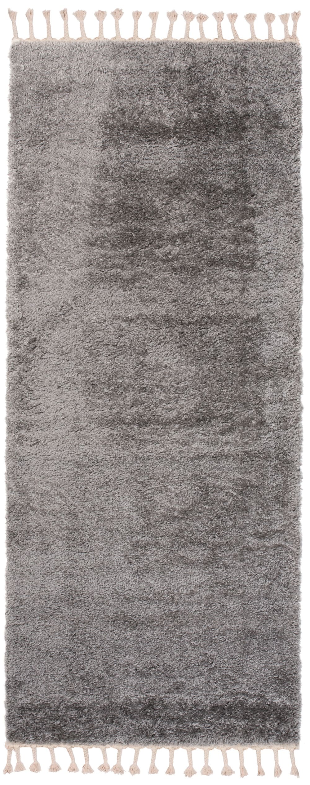 Alfombra de pasillo gris oscuro borlas shaggy 70 x 350 cm
