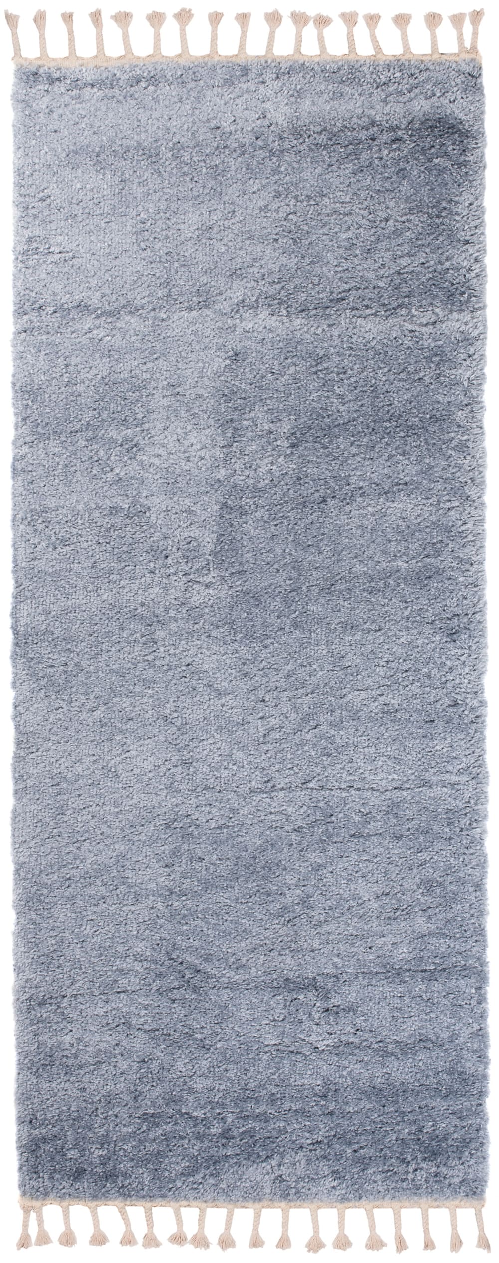 Alfombra de pasillo dormitorio azul borlas shaggy 100 x 300