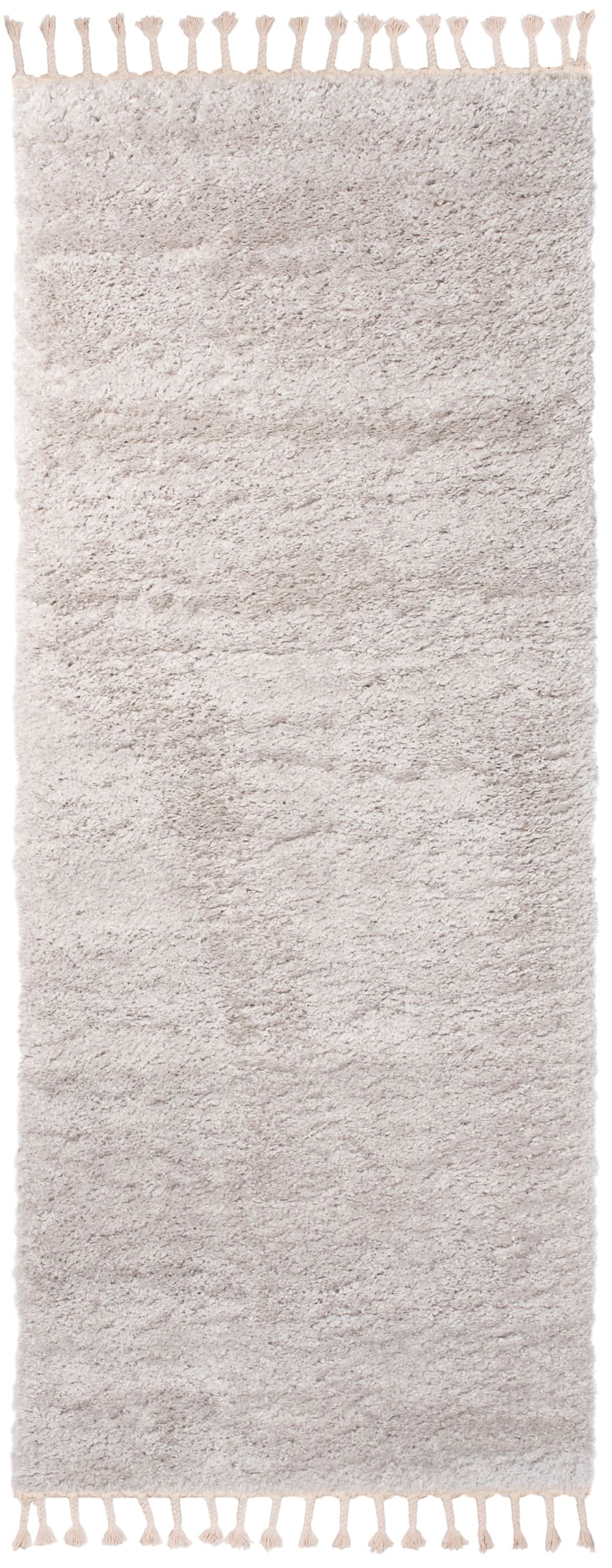 Alfombra de pasillo gris claro borlas shaggy 100 x 300 cm