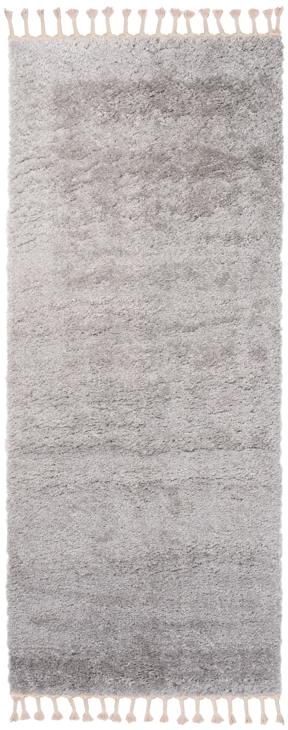 Alfombra de pasillo dormitorio gris borlas shaggy 70 x 350 cm