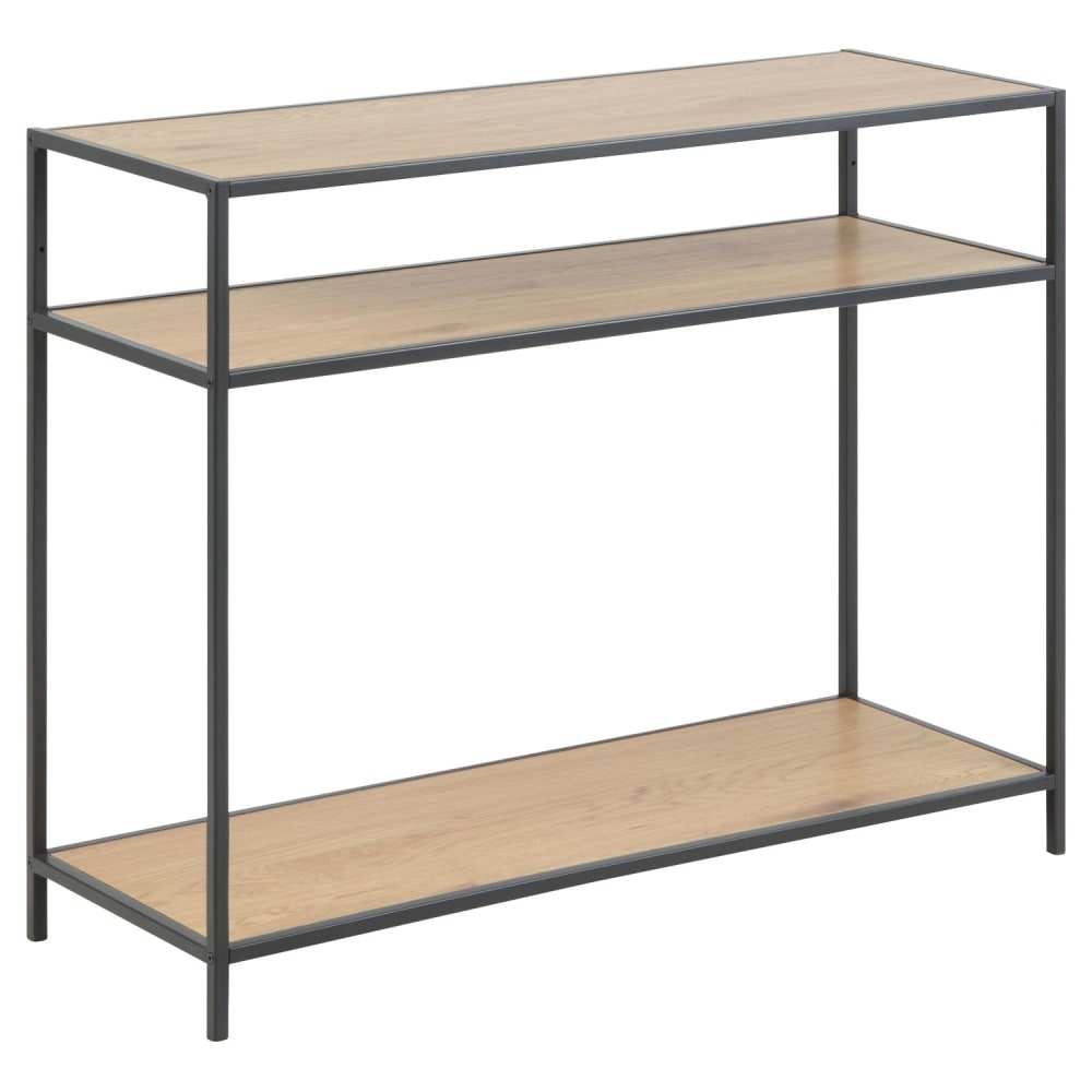 Toilinux Console 3 niveaux design industriel beige style industriel Beige Panneau De Particules - 100x79x35cm