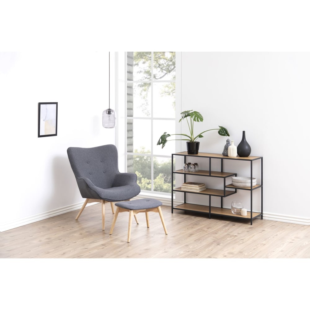 Bibliothèque ouverte 4 étagères en mdf et métal beige