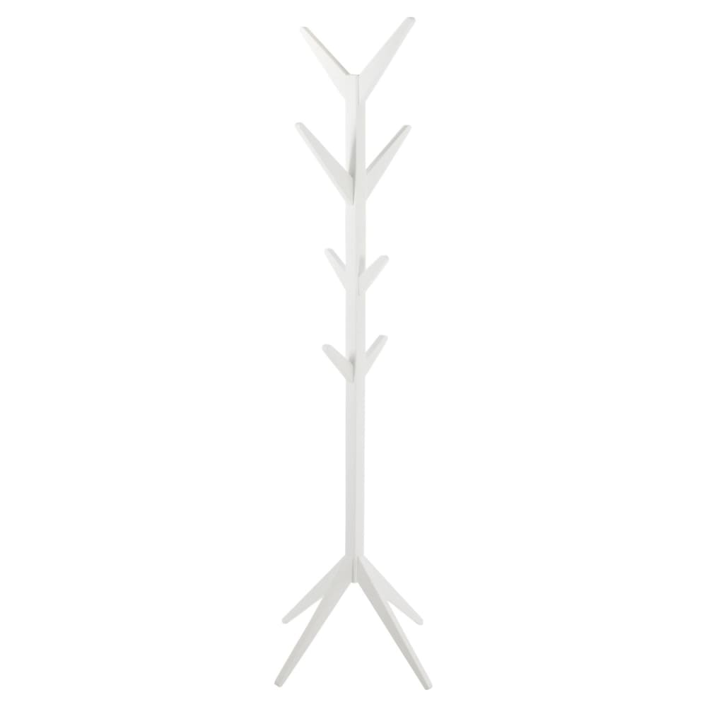 Porte-manteau sur 4 pieds en mdf avec 8 accroches blanc