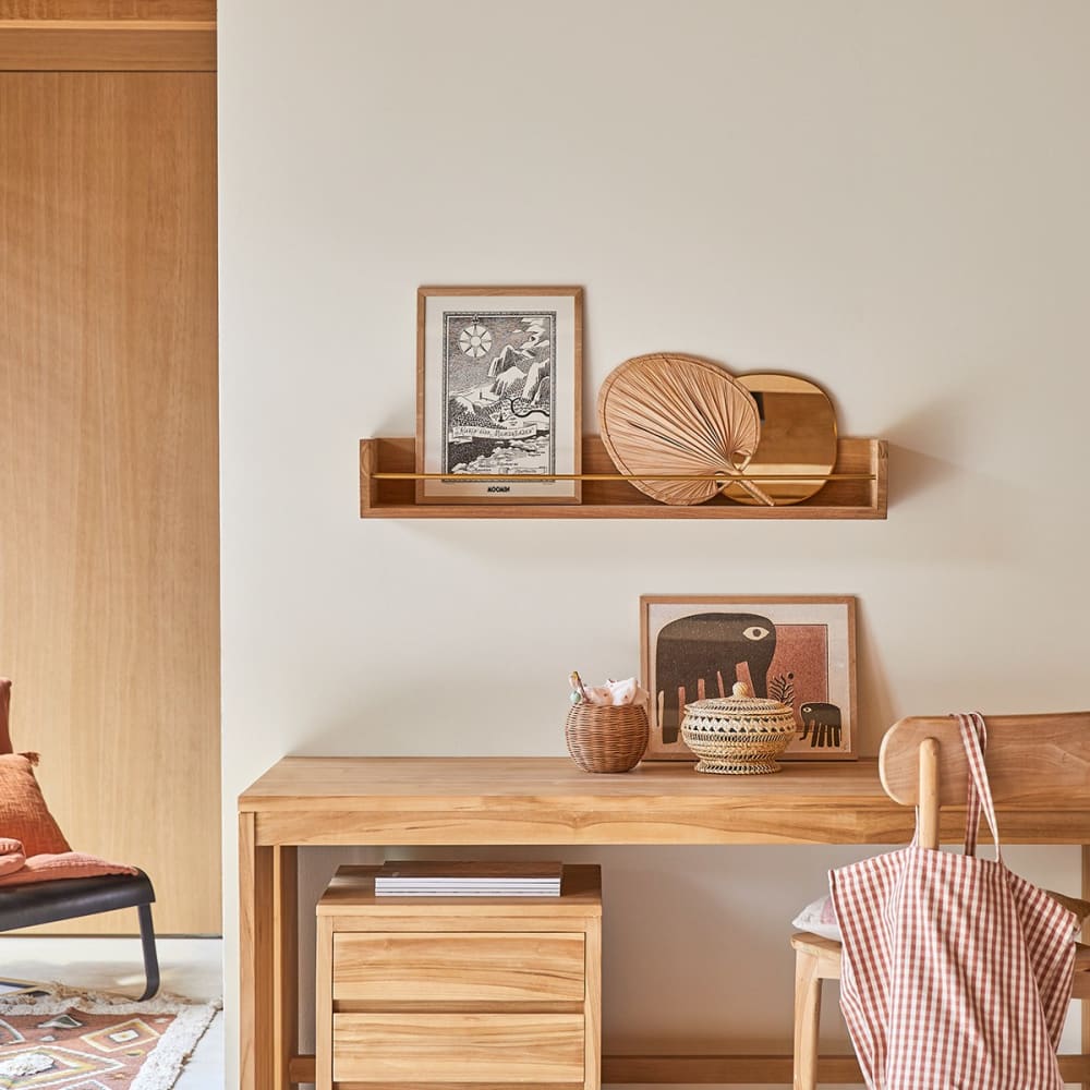 Tikamoon Wandregal aus Teak massiv für Kinder 100 cm style classic chic BEIGE HOLZ Kinder