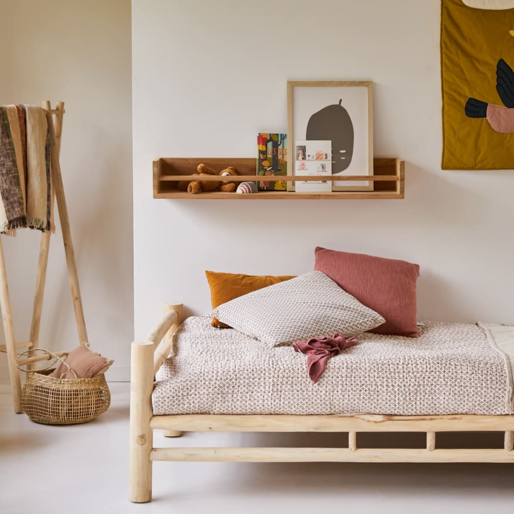Tikamoon Wandregal aus Teak massiv für Kinder 100 cm style classic chic BEIGE HOLZ Kinder