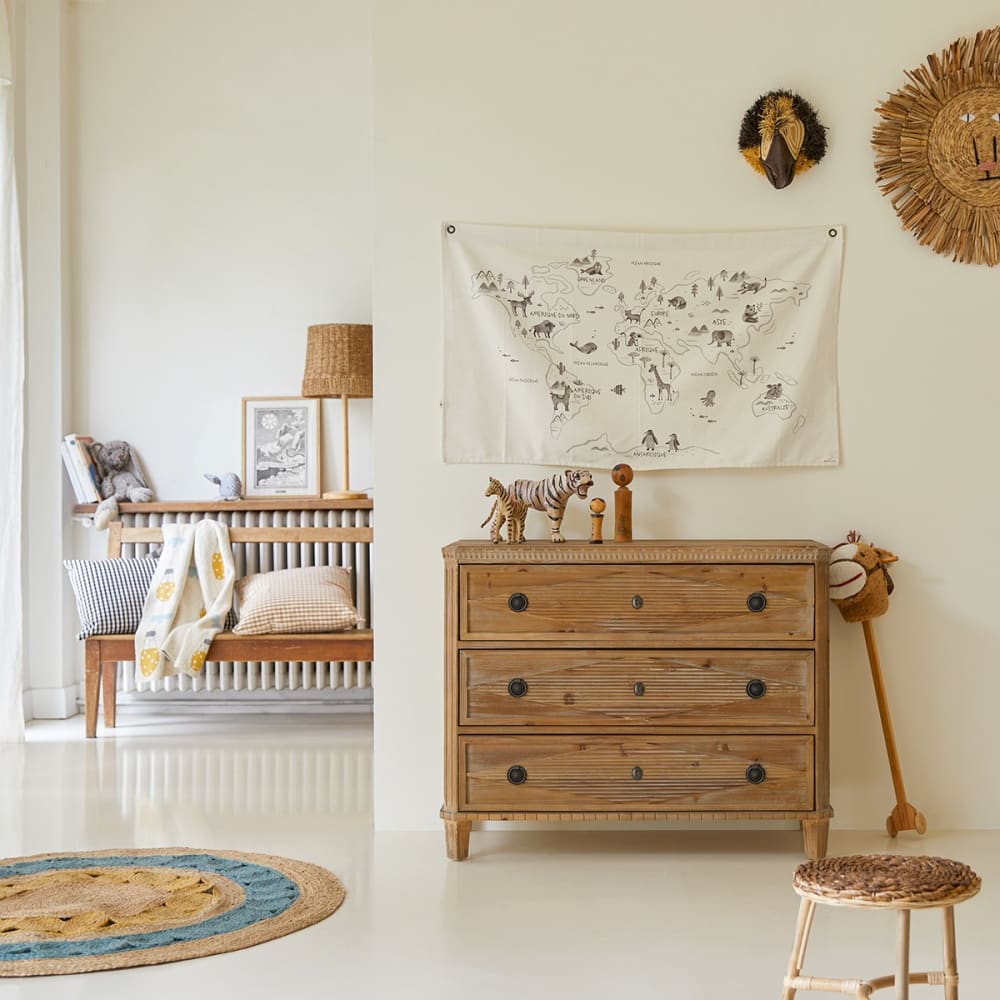 Tikamoon Kinderkommode aus massiver recycelter Pinie style vintage BEIGE HOLZ Kinder