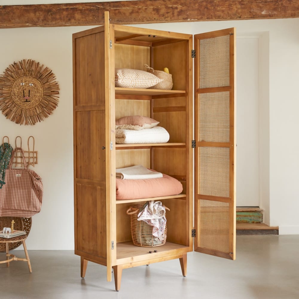 Kinderschrank aus Pinie und Rattangeflecht - Maisons Du Monde