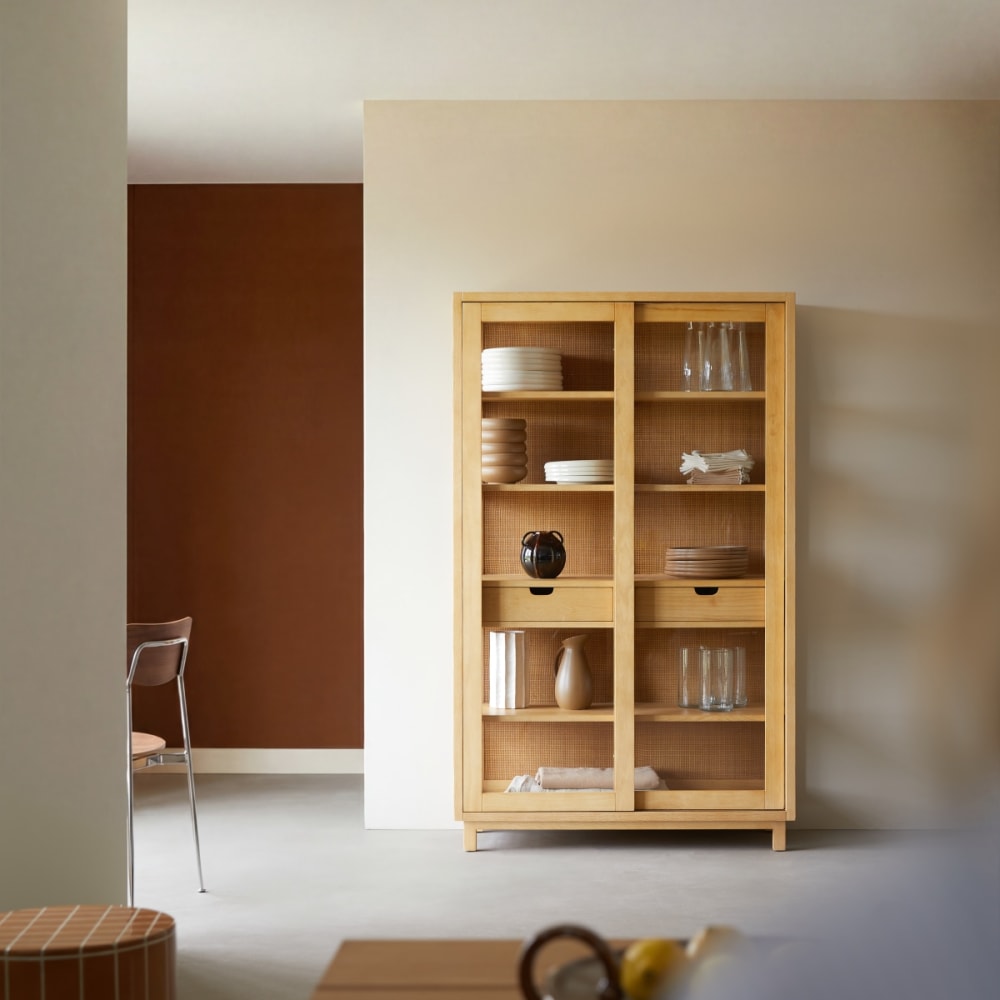 Tikamoon Geschirrschrank aus massiver Eiche style classic chic Beige Holz