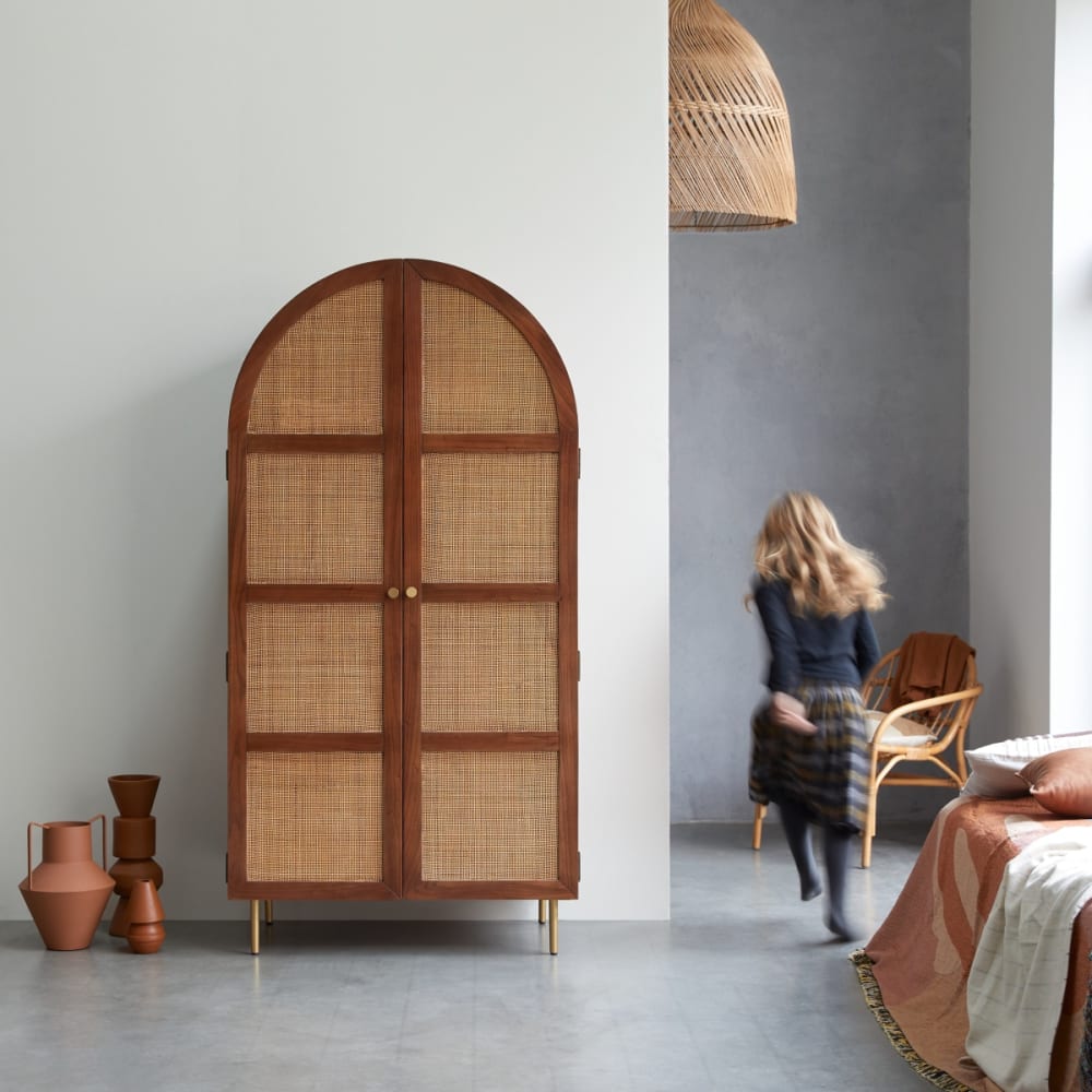 Tikamoon Schrank aus Ulme und Rattangeflecht style exotic Braun Holz