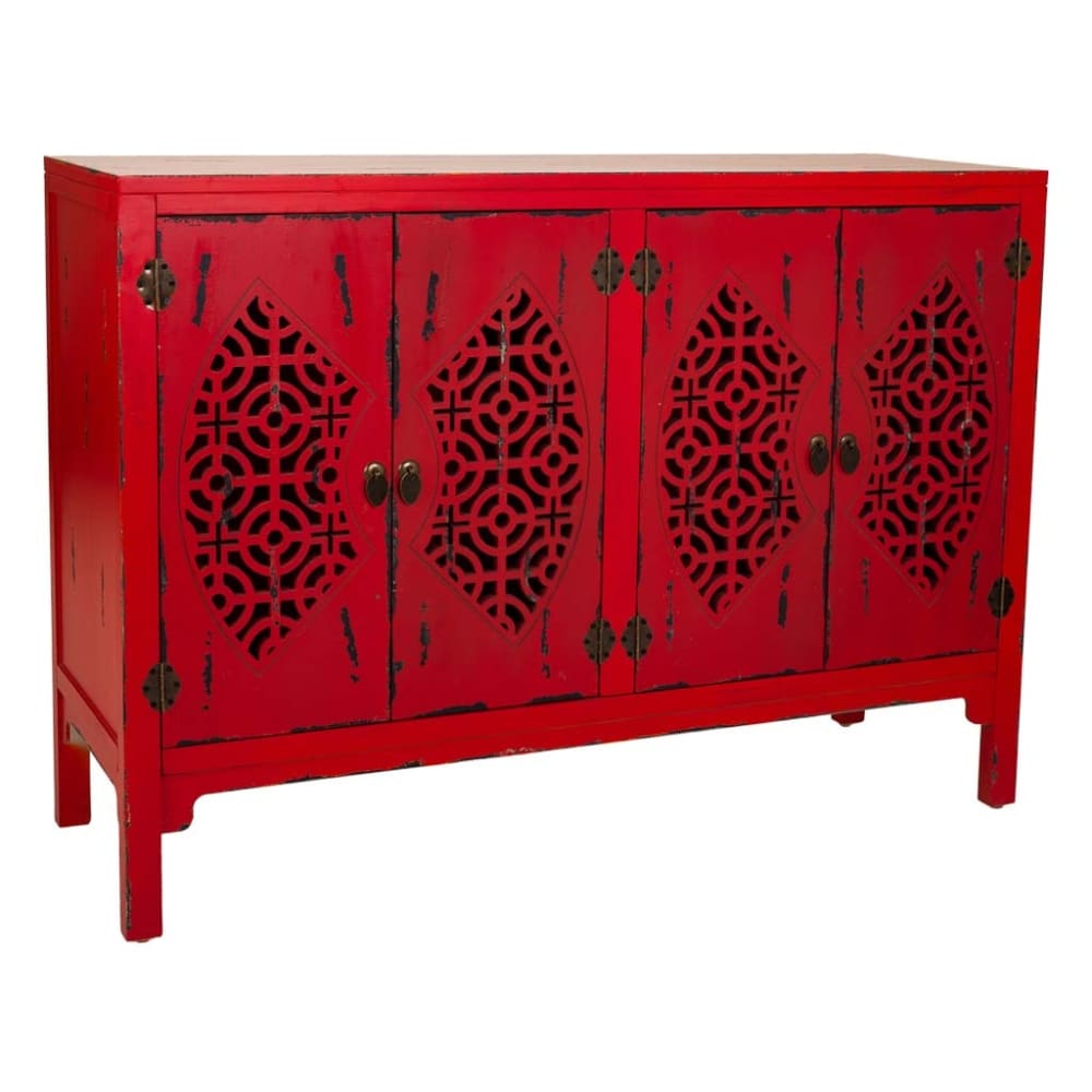 Aparador de madera rojo 120x40x86,5h cm