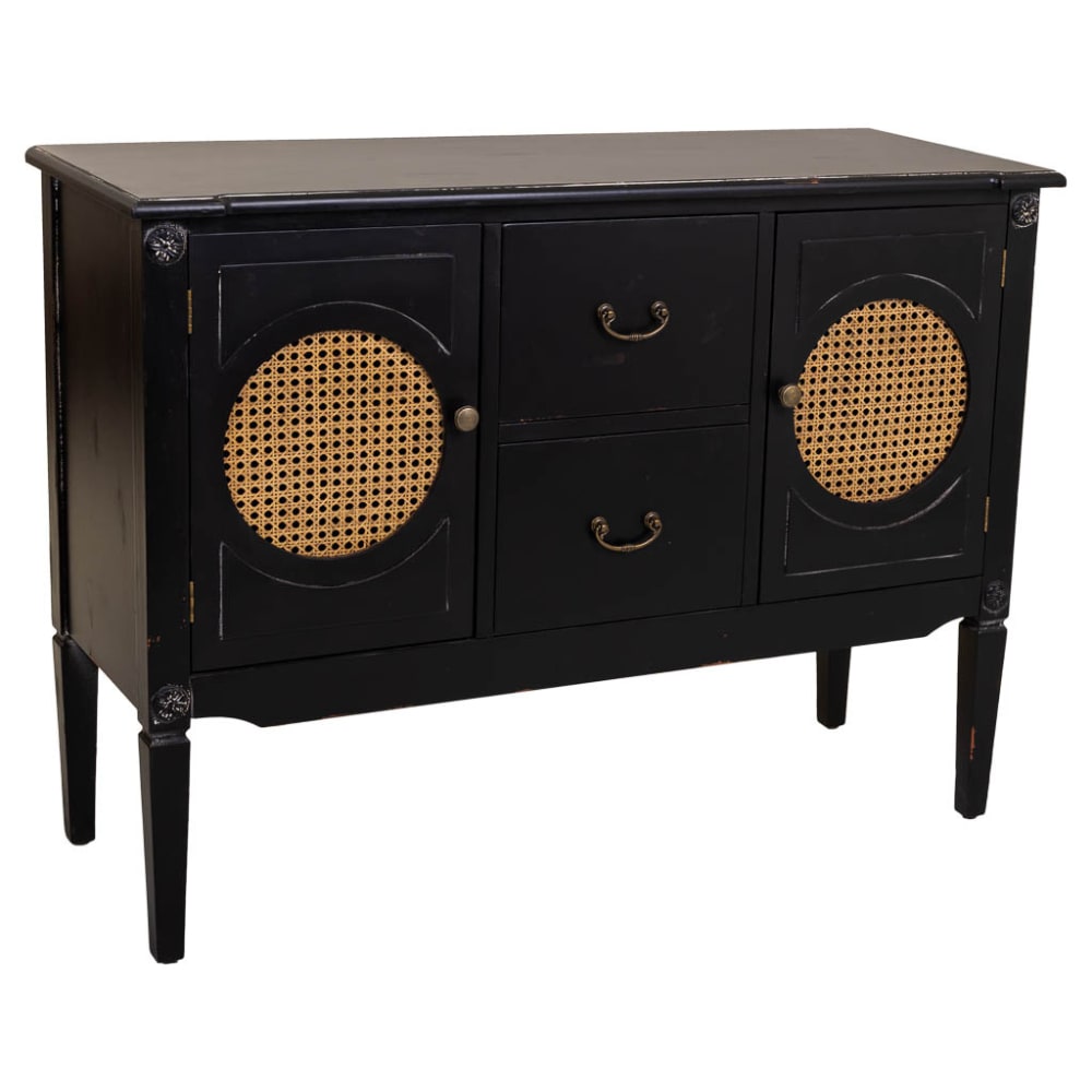 Wanderlust deco Holz-Sideboard, 106x40x78h cm, Schwarzes style classic chic Schwarz Spanplatte