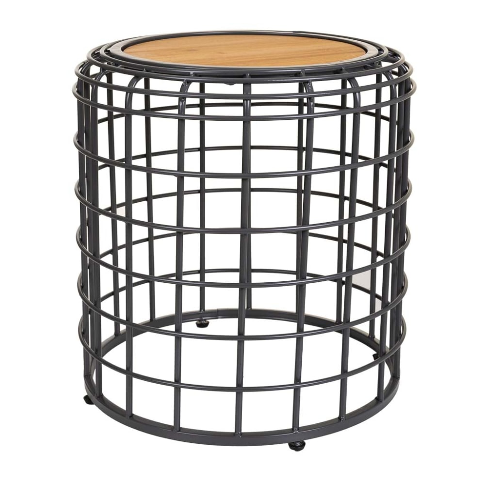 Mesa de centro de metal y madera negra 44x44x45