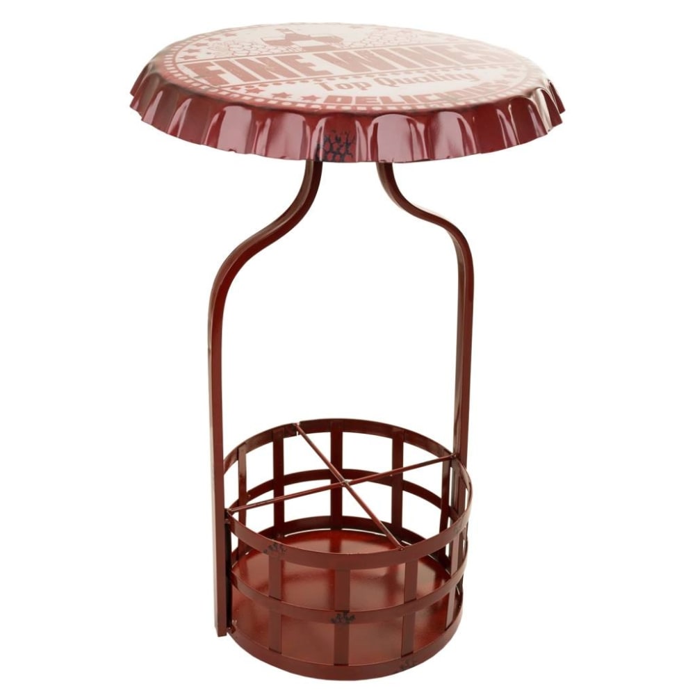 Mesa botellero de metal rojo