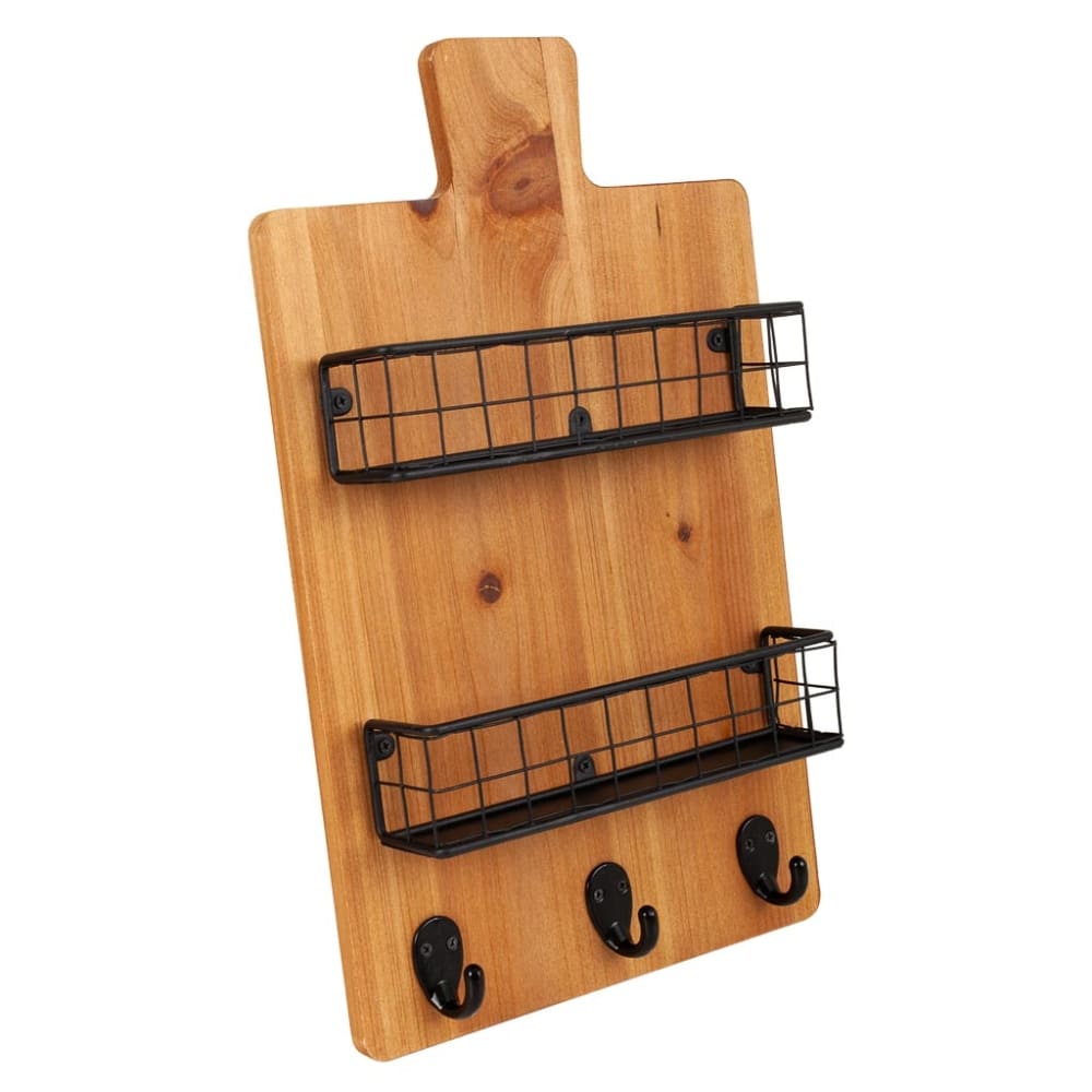 Percha con estantes de madera y metal marrón 23x6.5x38.5