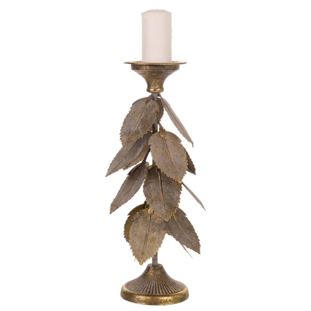 Candelabro de metal dorado 19x19x43h cm